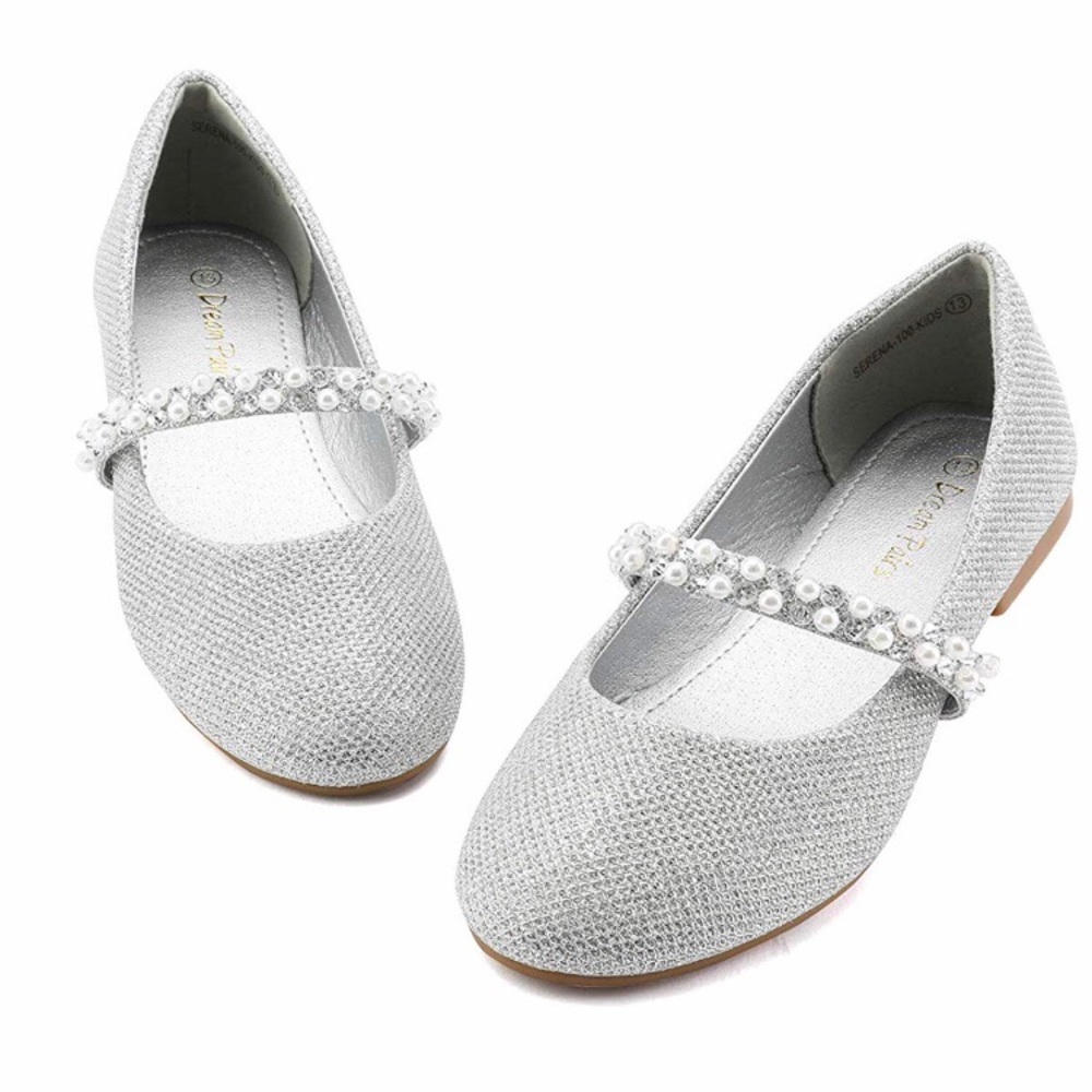 Youth girls silver flats 2Y pre owned